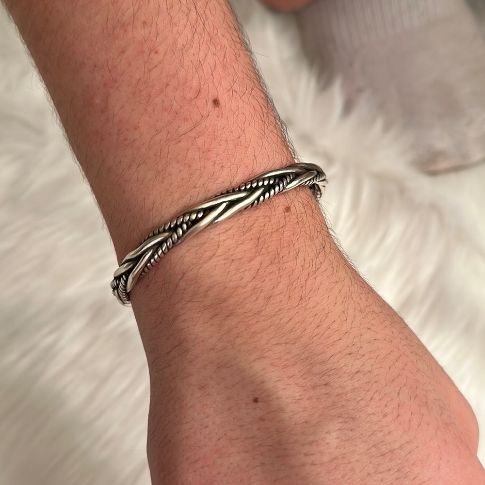 Men’s Silver Braided Bracelet 20 cm